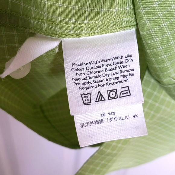 Eddie Bauer Wrinkle Resistant Stretch Button Down Short Sleeve Green Plaid shirt - Picture 4 of 7